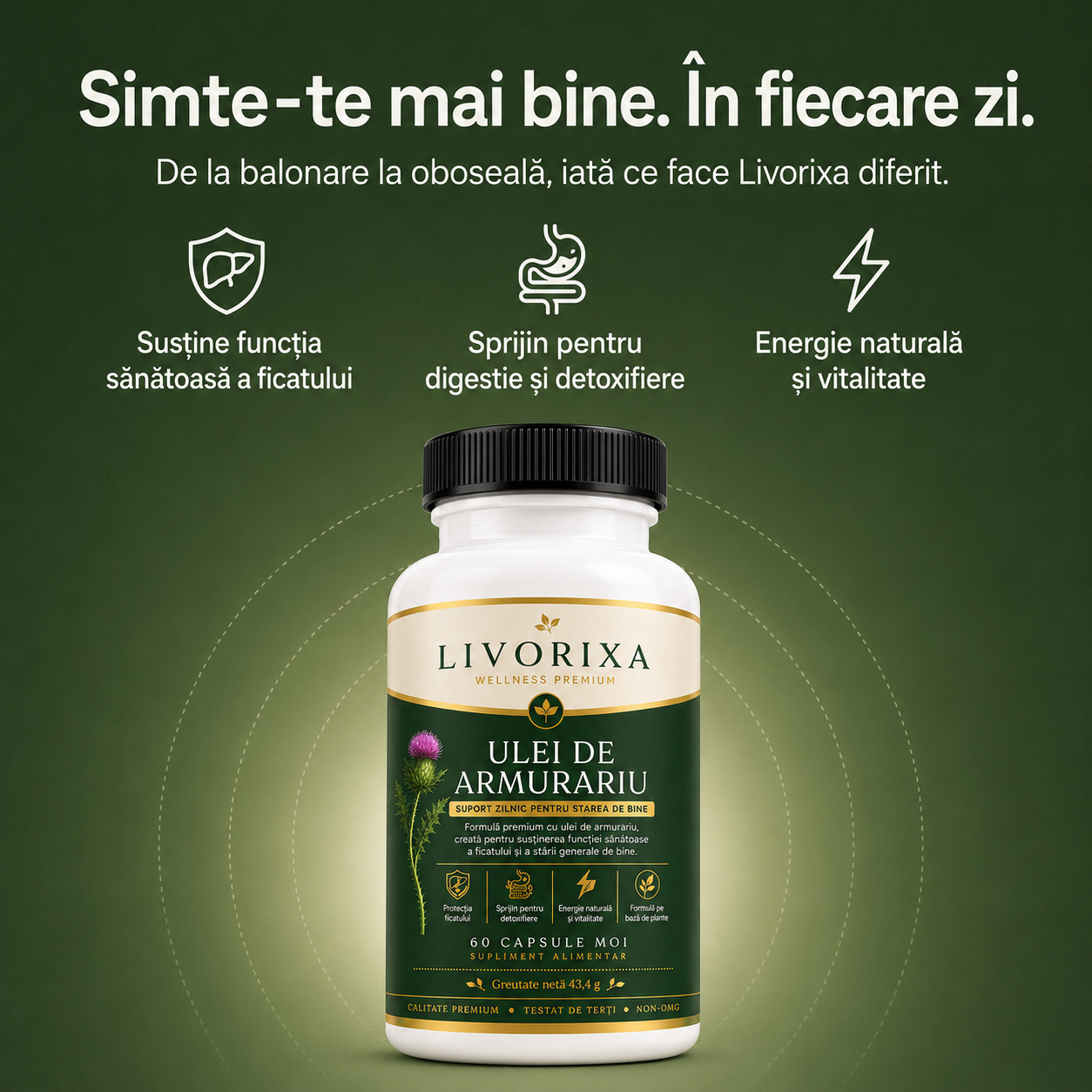 Livorixa® Supliment cu Armurariu pentru Susținerea Ficatului și Digestiei