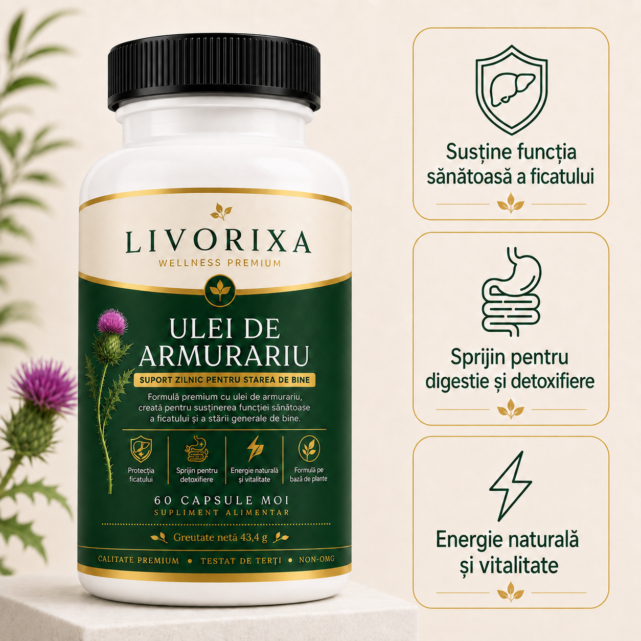 Livorixa® Supliment cu Armurariu pentru Susținerea Ficatului și Digestiei